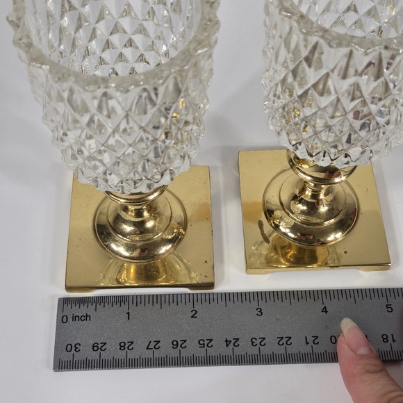 Vintage Quilted Diamond Partylite Votive Candle Holder Glass Sconce PAIR MCM - Picture 13 of 17
